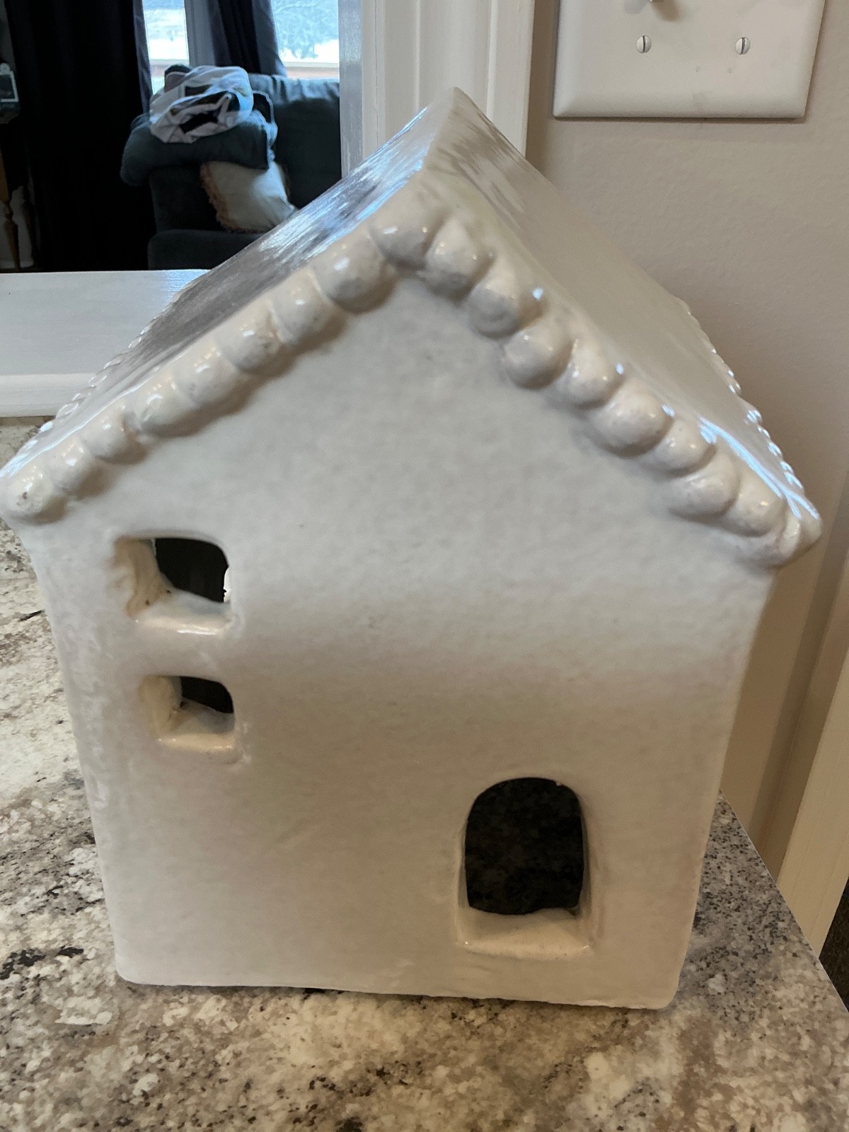 LARGE Pottery Barn CERAMIC CHRISTMAS VILLAGE HOUSE WHITE HOUSE Holiday-NWT