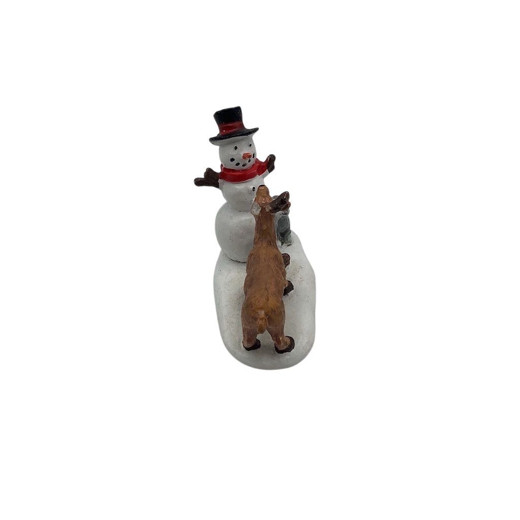 Christmas Village Figurine “Snack Time” Snowman & Reindeer Scene