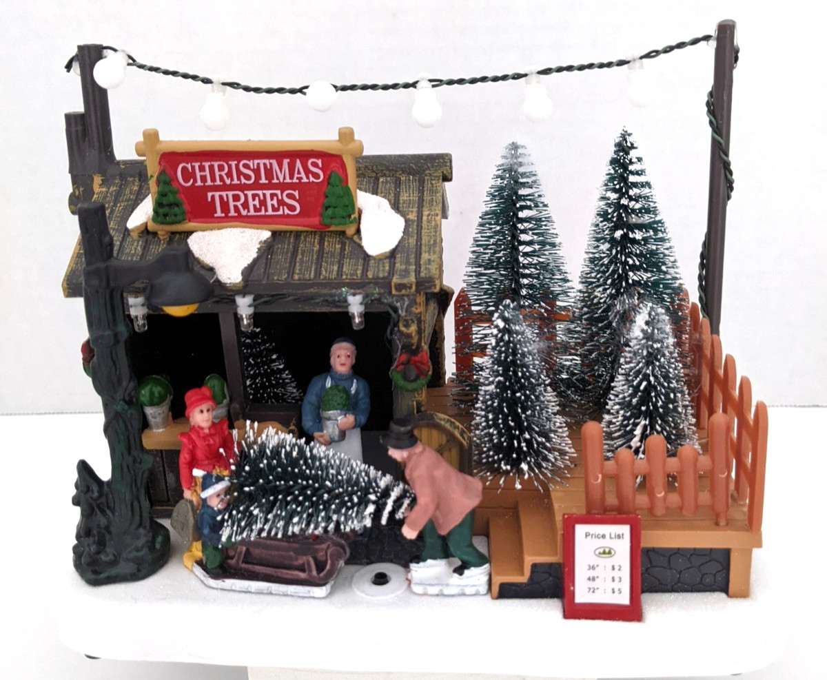 Northlight Christmas Village Tree Farm Shop LED Battery Operated Table Top Decor