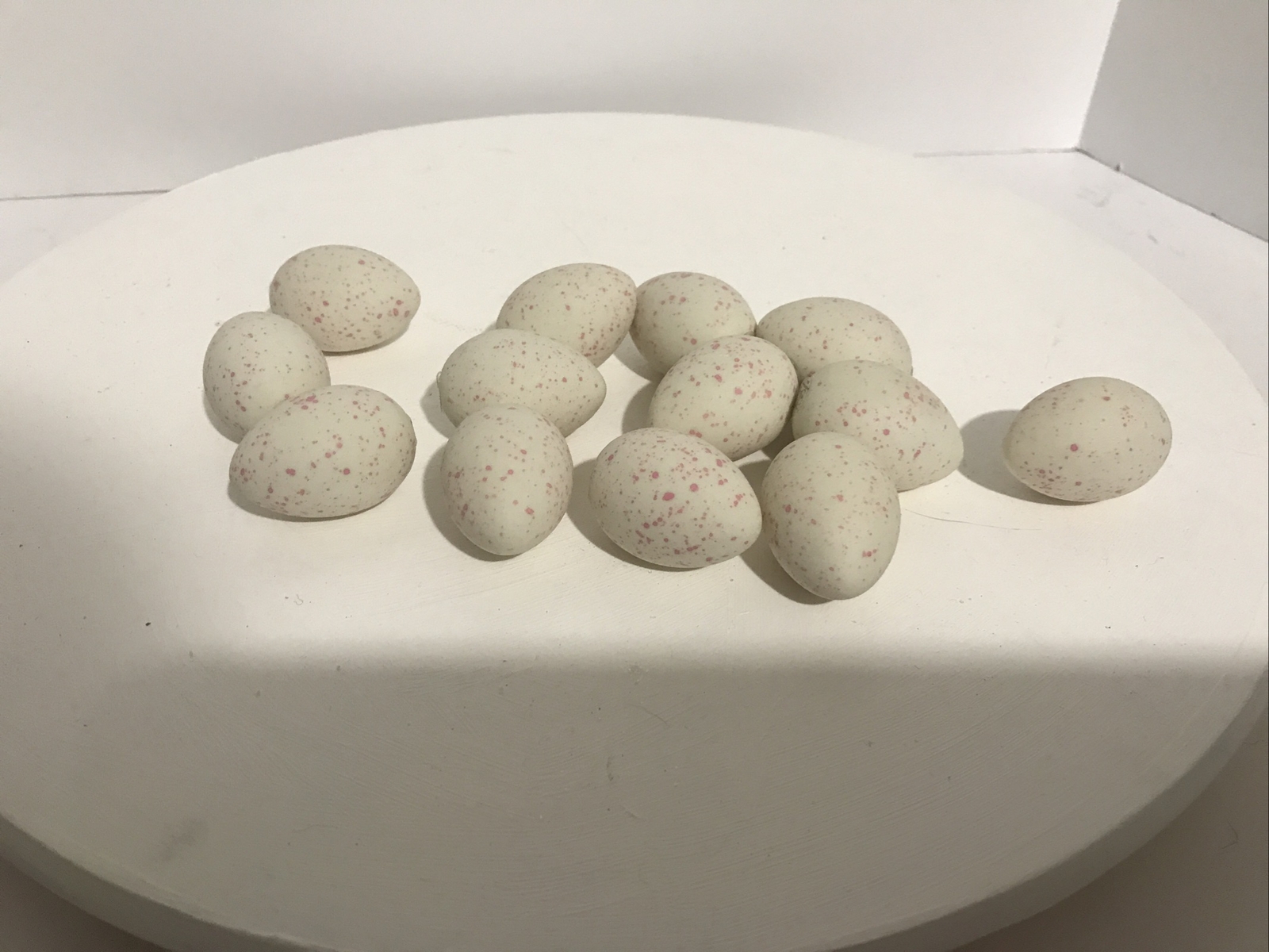 Vintage DEPARTMENT 56 Ceramic PINK SPECKLED MATTE EGGS Lot of 13