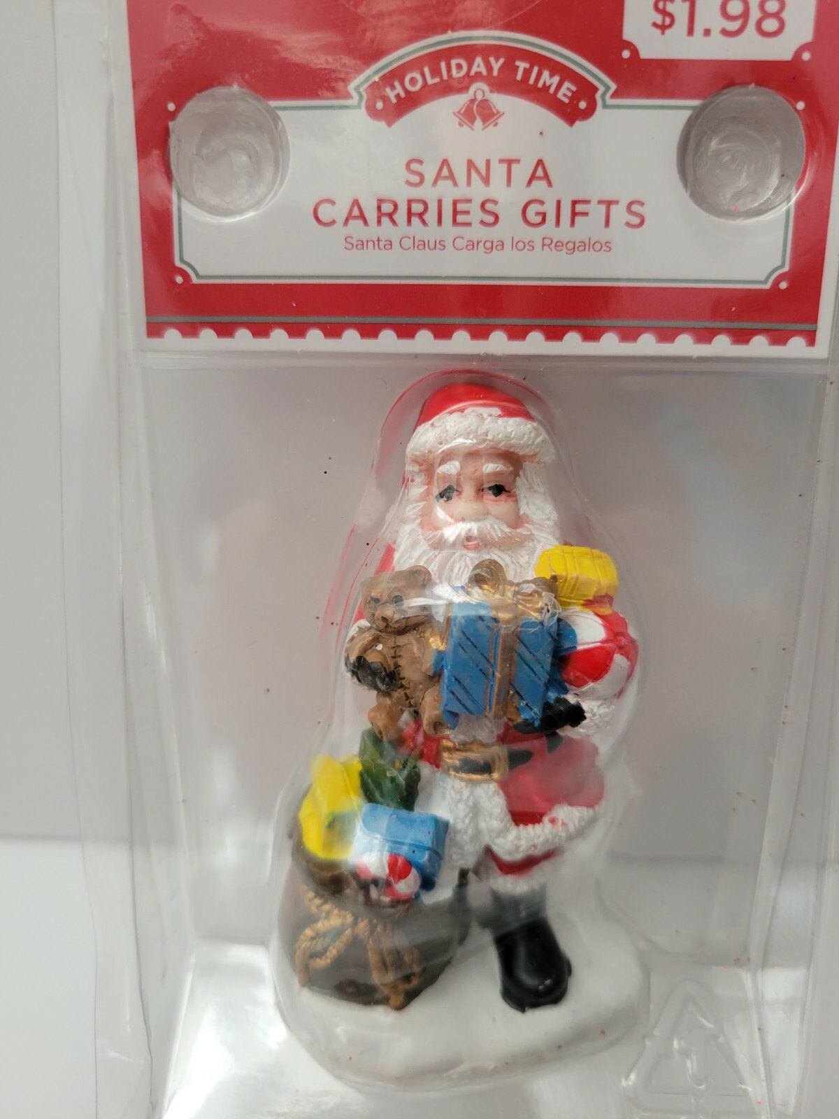 Holiday Time Christmas Village Santa Carrying Gifts Figurine 3″ Accessory