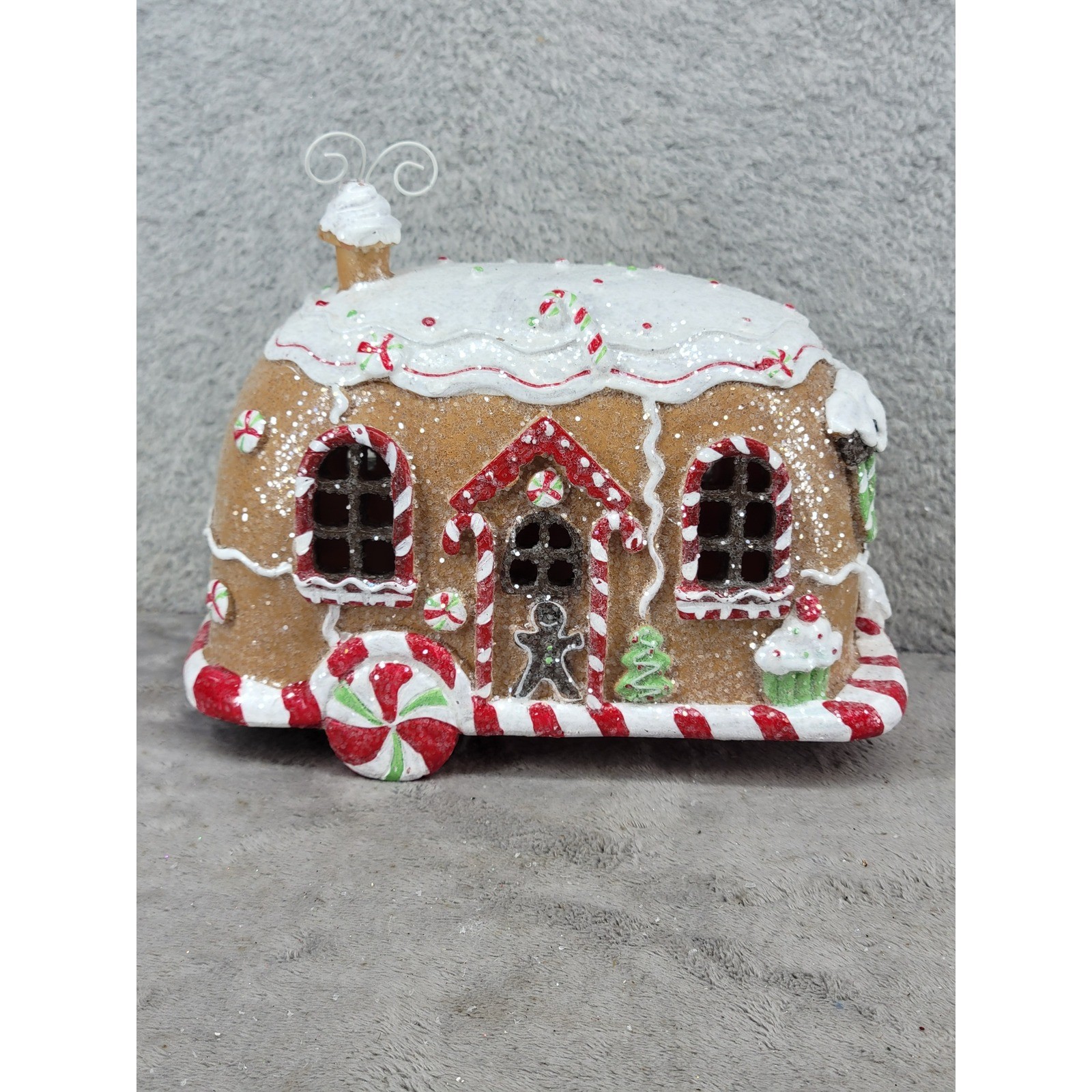Hobby Lobby Gingerbread Camper Trailer Christmas Decor Light Up Glitter 2022 HL