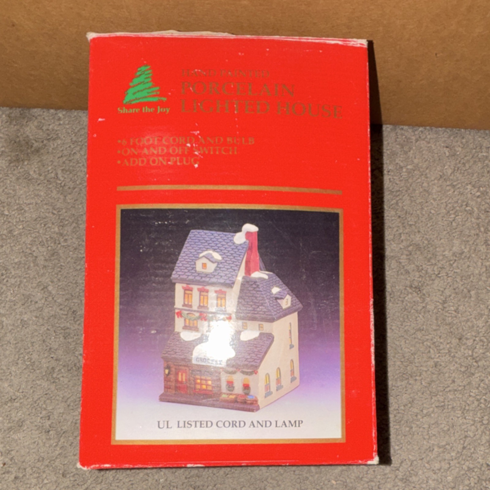 Share the Joy Hand Painted Porcelain Lighted Christmas Village House