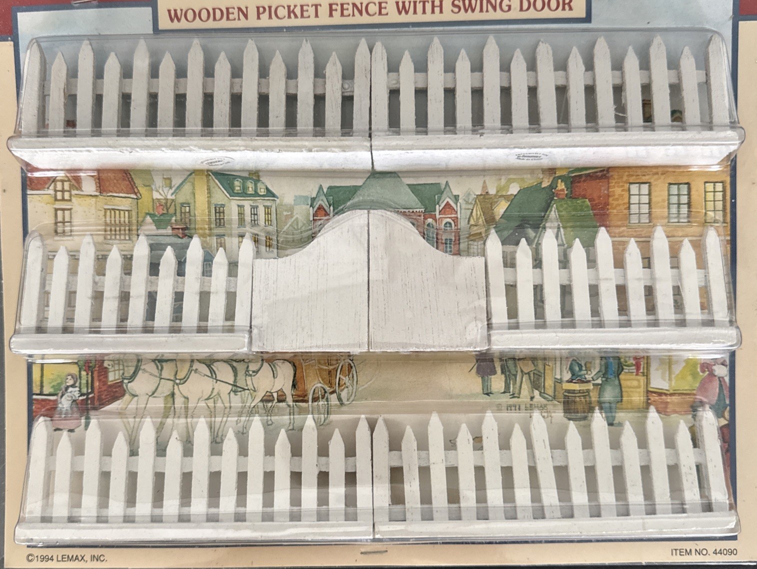 Lemax 6 Piece White Picket Fence with Swing Door Village Collection 1994 New