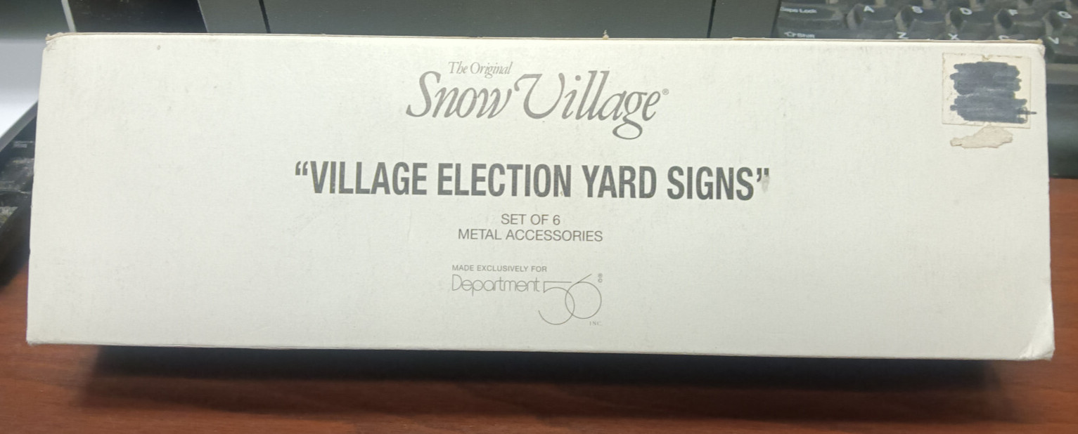Department 56 Snow Village Election Yard Signs Set of 6 VG