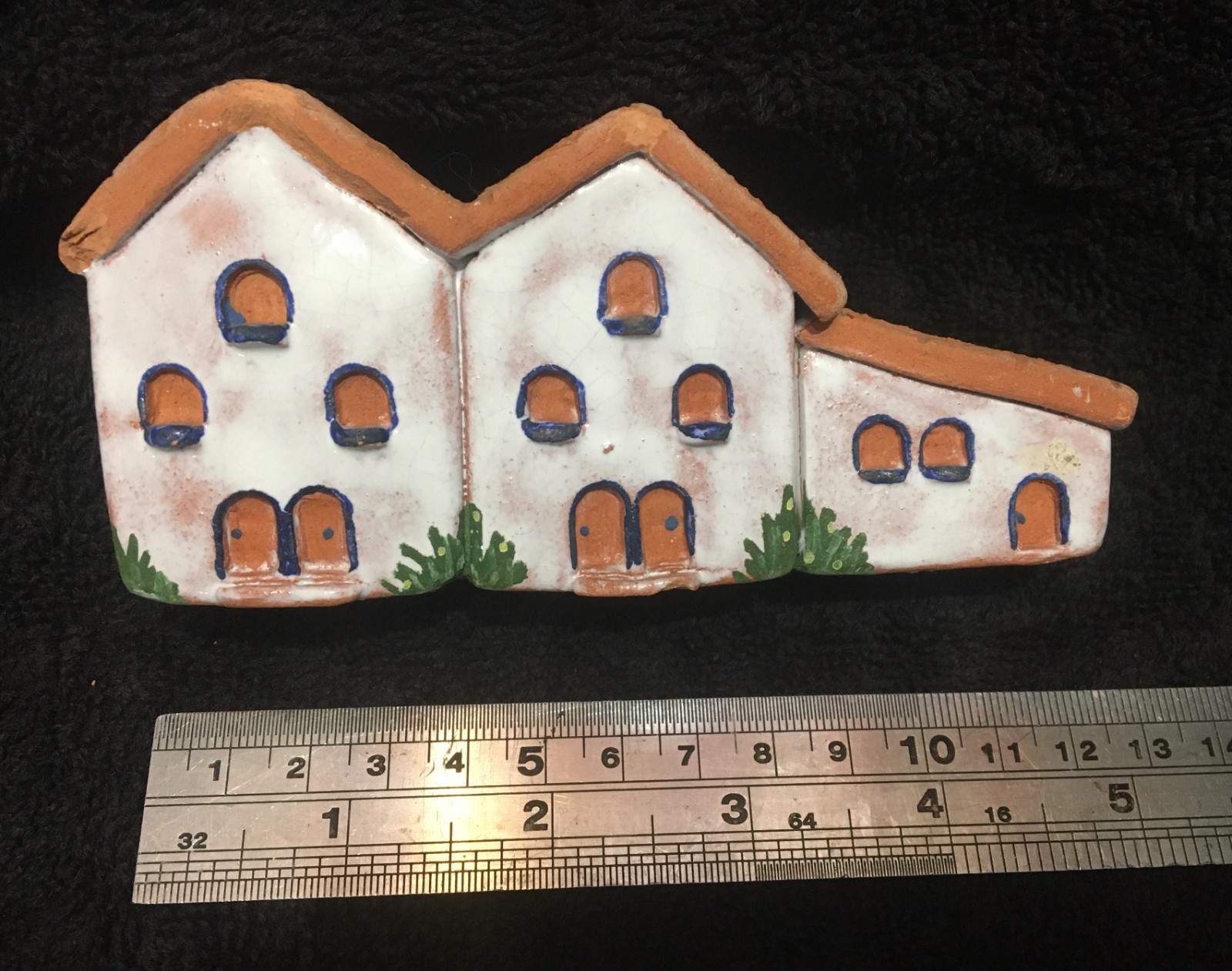 Vintage Mediterranean Ceramic Mini House Village Figurine Hand-Painted