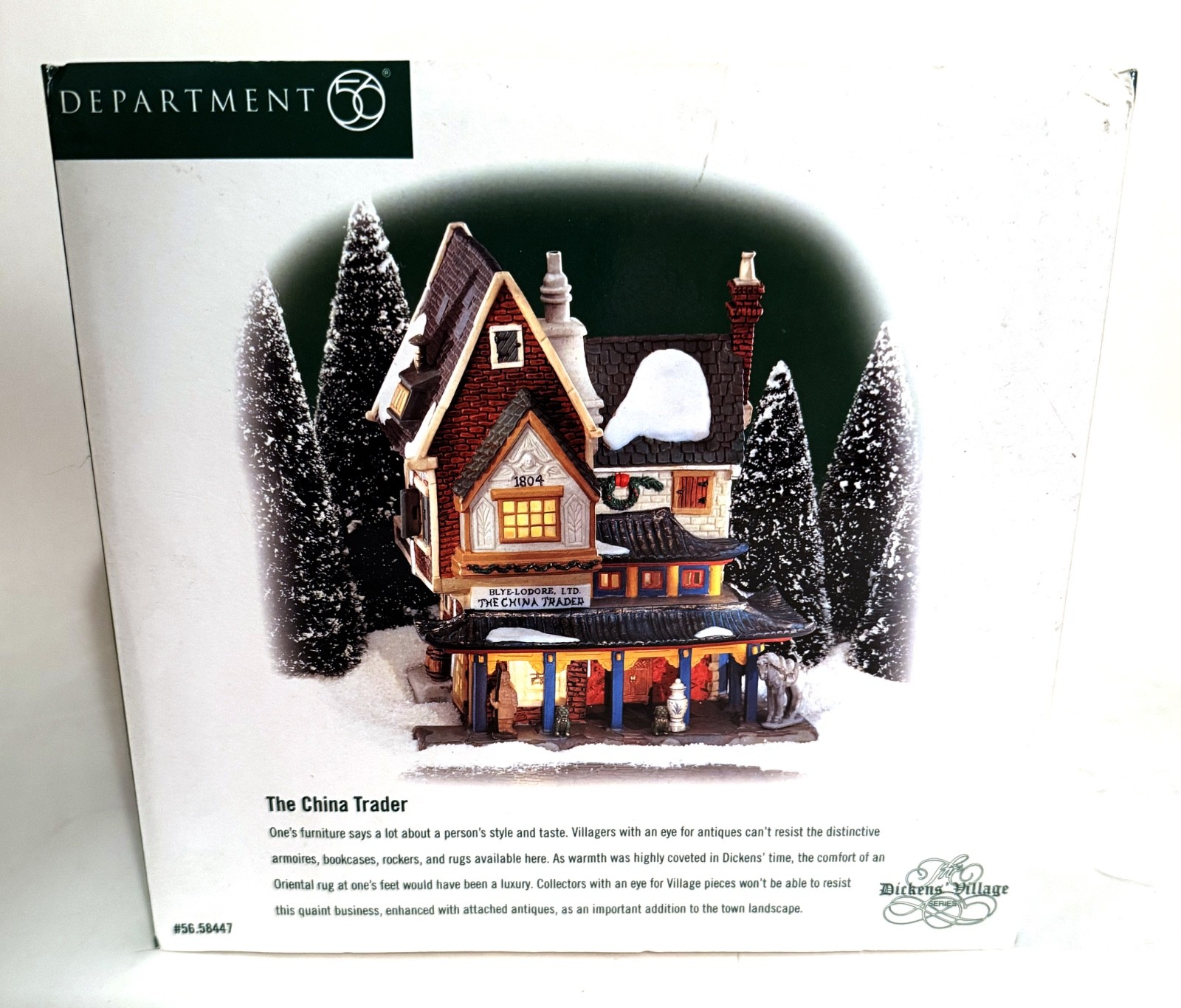 Department 56 THE CHINA TRADER Dickens Village Christmas 58447 Retired Excellent