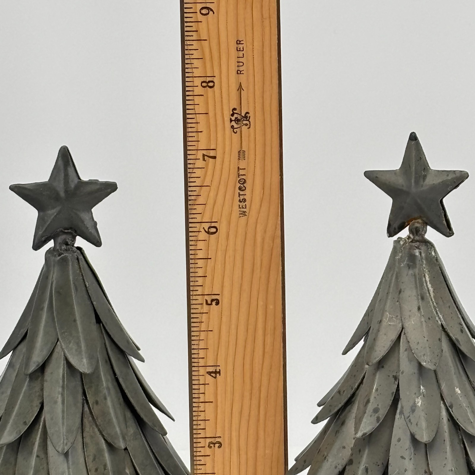 Set of 5 POTTERY BARN Galvanized Village Star Topped Trees Small & Large VTG