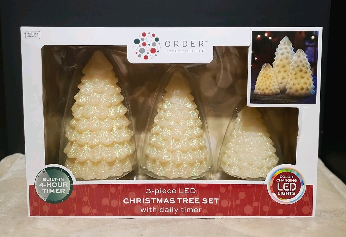 ORDER Home Collection 3-Piece LED Christmas Tree Set w/Daily Timer NEW