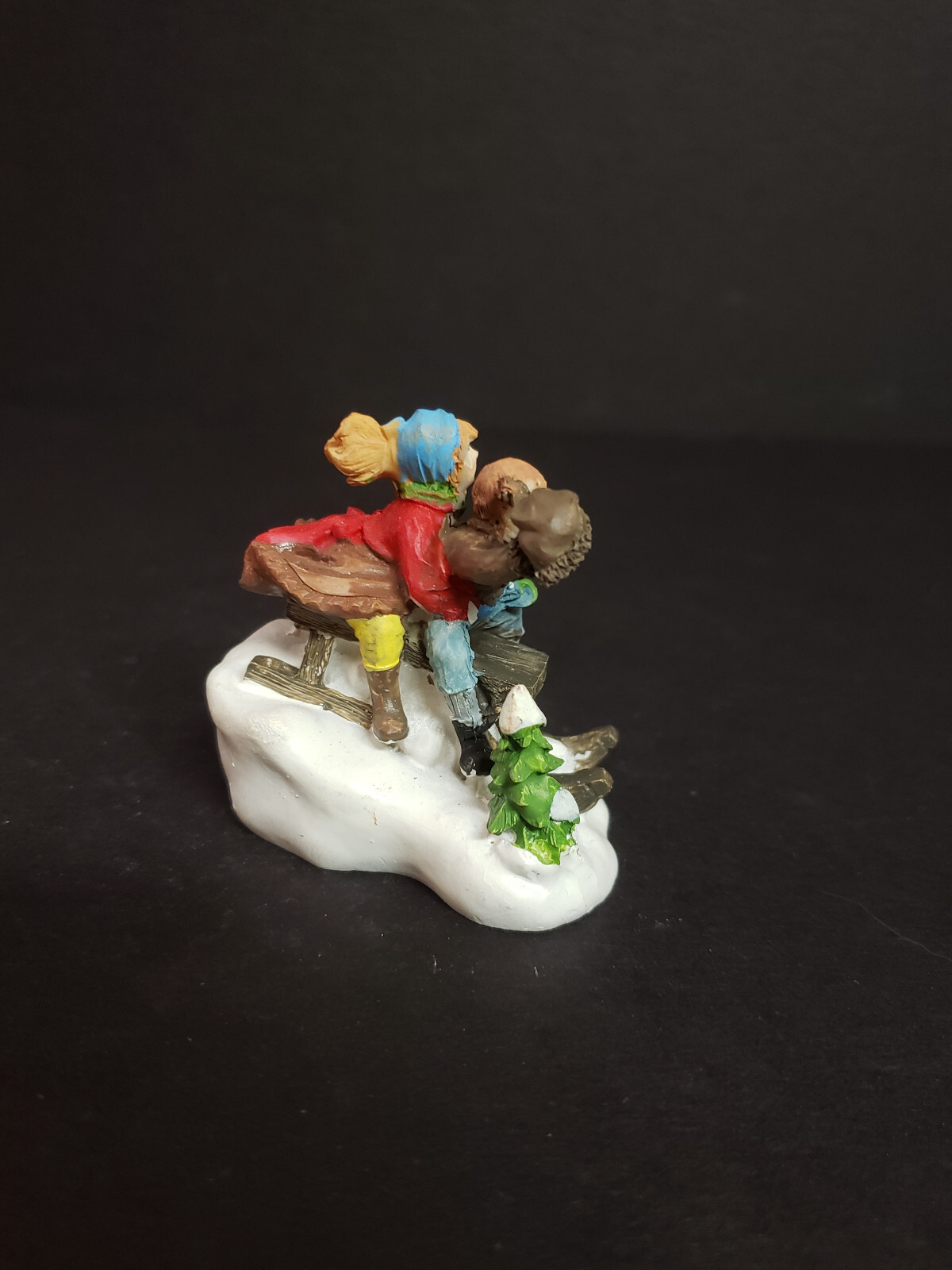 Holiday Time Santas Workbench Christmas Village Boys Kids Sledding Fun Sled