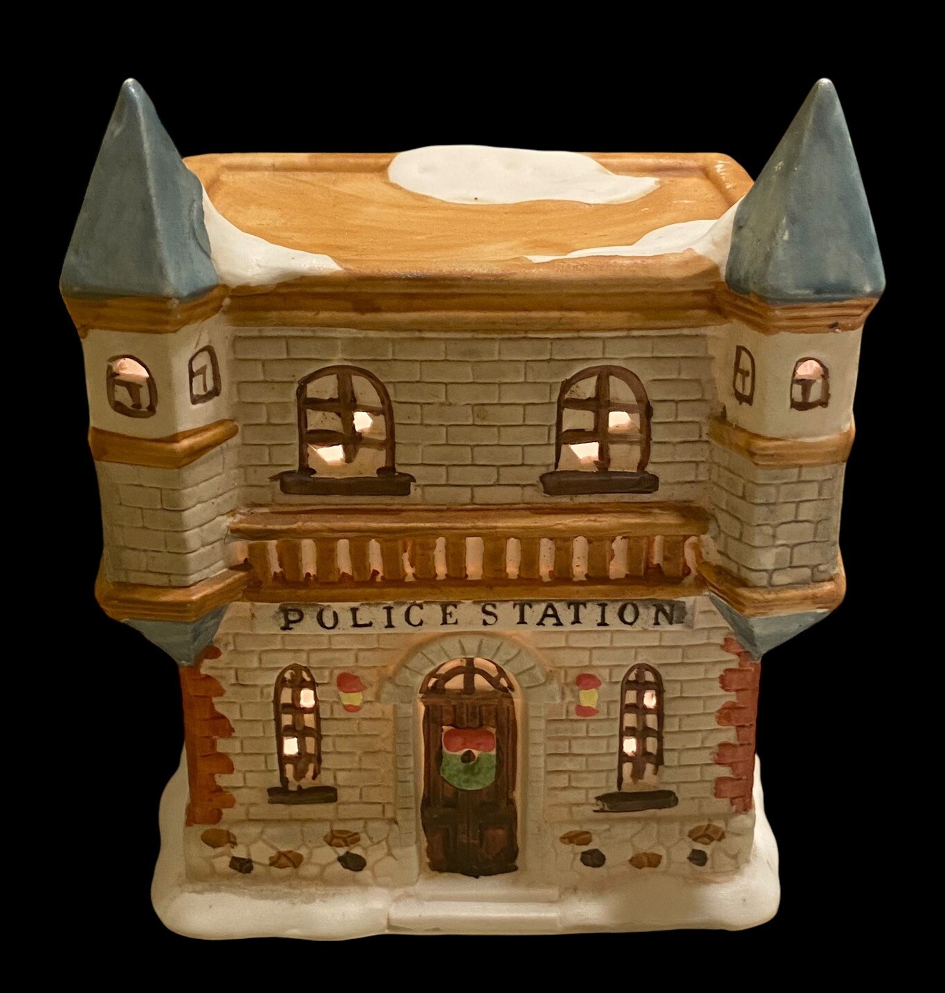 1992 Police Station Christmas Village Light Cord Bulb Sun Flower Taiwan Memories