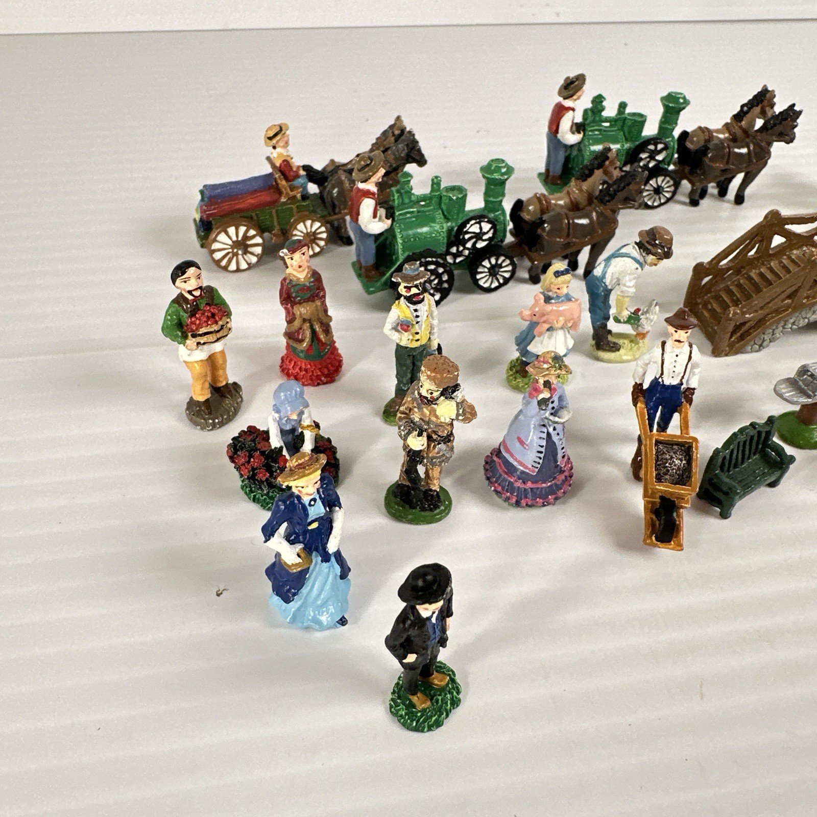 Liberty Falls Pewter Figure Lot of 30+ Farm Animals Horse Carriage People Bridge