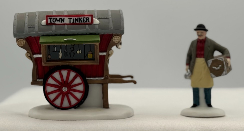 Dept 56 “Town Tinker” Set of 2 Hand Painted Porcelain Accessories #5646-4