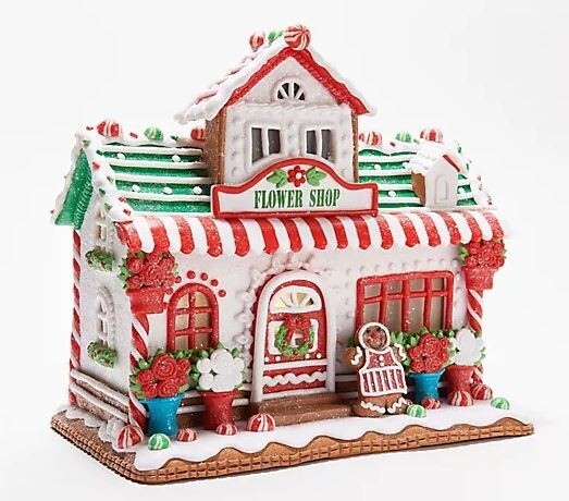 Illuminated Townsquare Gingerbread Flower Shop by Valerie H227406