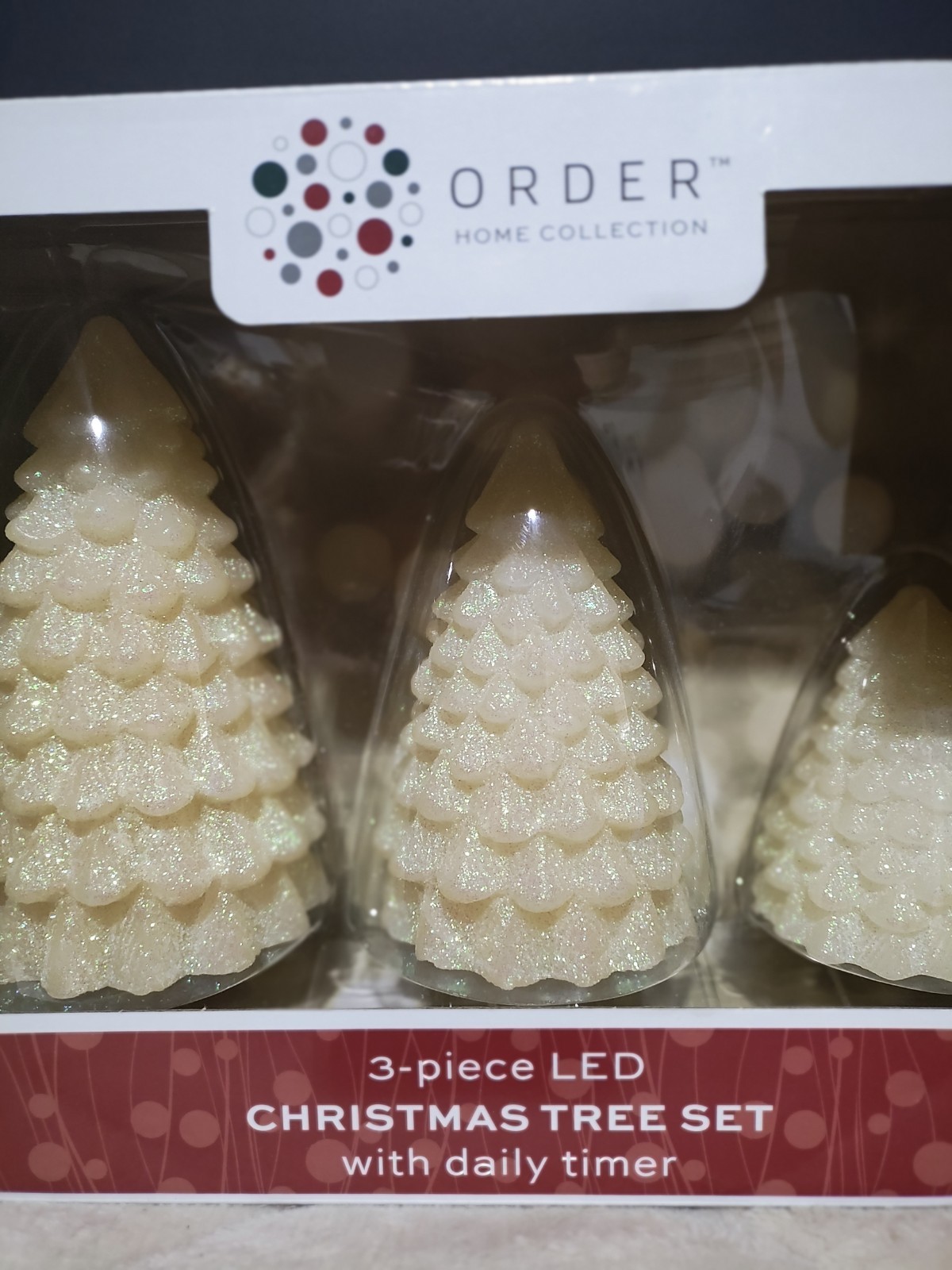 ORDER Home Collection 3-Piece LED Christmas Tree Set w/Daily Timer NEW