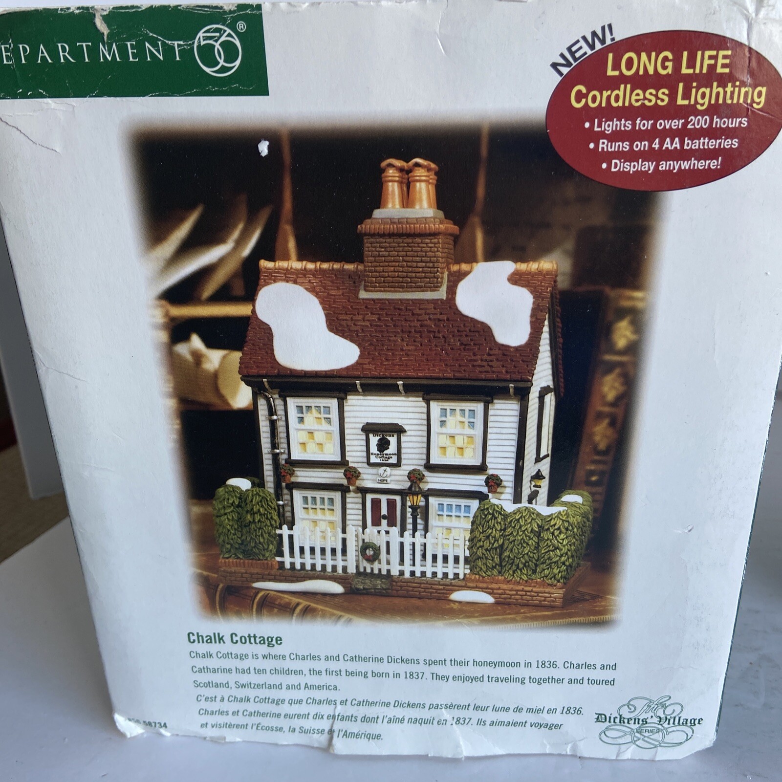 Department 56 RETIRED Dickens’ Village “Chalk Cottage” #56.58734 CORDLESS Tested