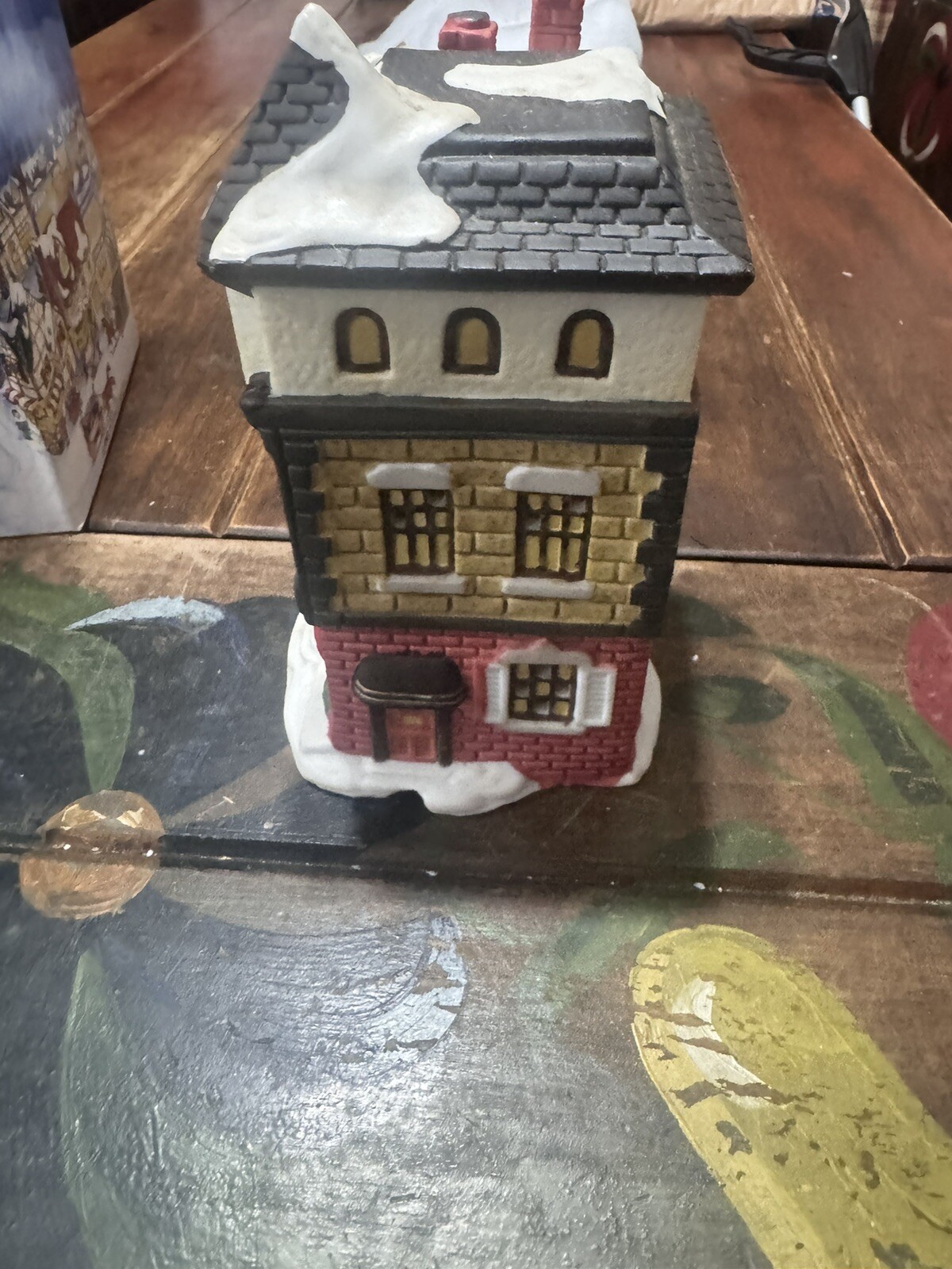 VTG Winter Valley Cottages Villages “Bank” Original Box Christmas Lights Up