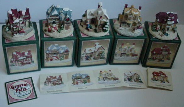 Crystal Falls Village Christmas 1992 lot of 5