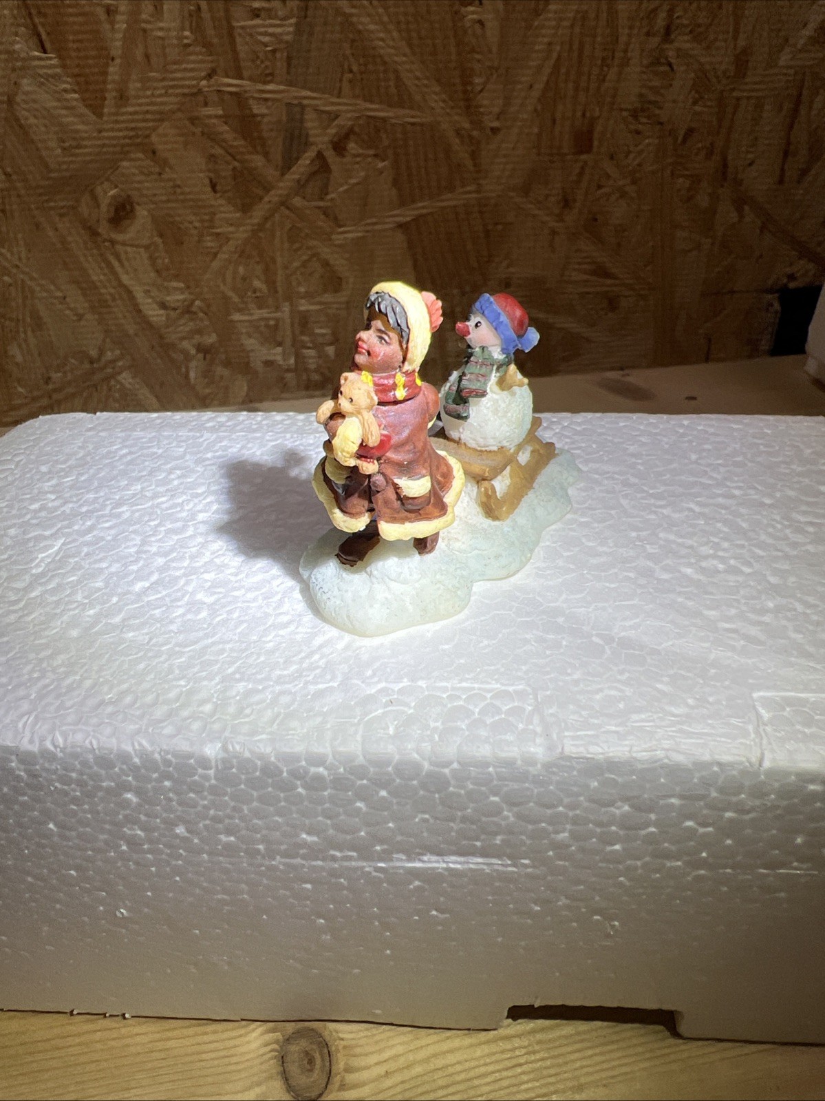 O’Well Girl With Sled And Snowman Presents Christmas Village Figurines Retired