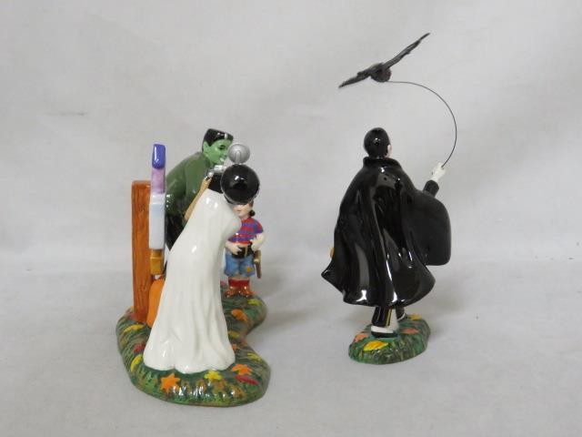 (2) Dept 56 HALLOWEEN Snow Village PHOTOS w/FRANKENSTEIN & VAMPIRE’S BEST FRIEND