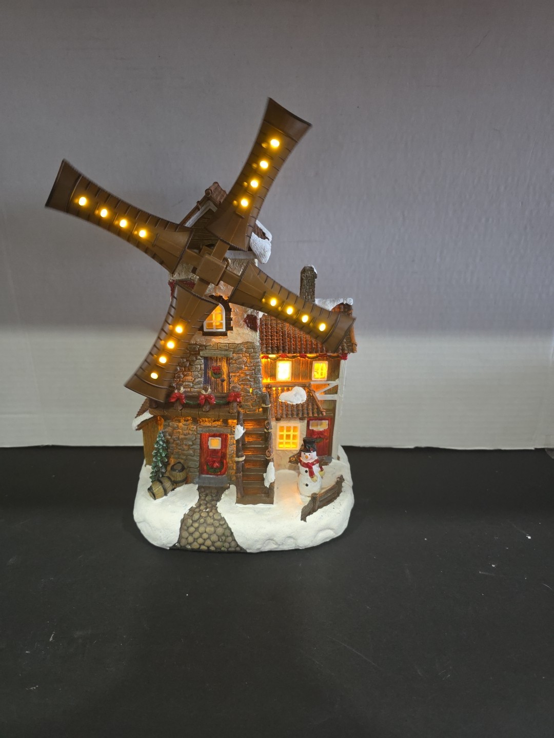 Christmas Village Lighted ANIMATED WINDMILL Holiday Led