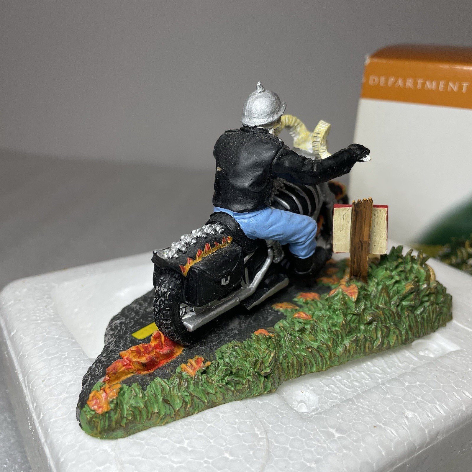 Dept 56 Halloween Village Accessories Bone To Be Wild Skeleton Motorcycle EUC