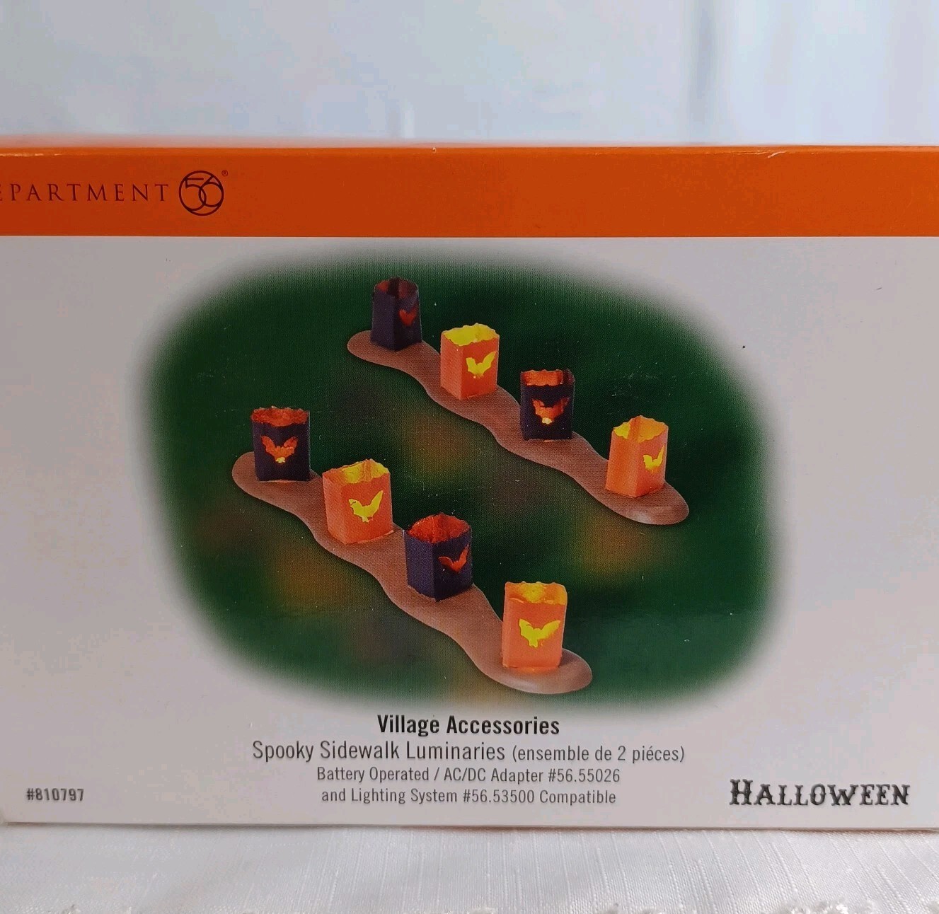 Dept 56 Halloween Spooky Sidewalk Luminaries Set Of 2 Village Accessories 810797