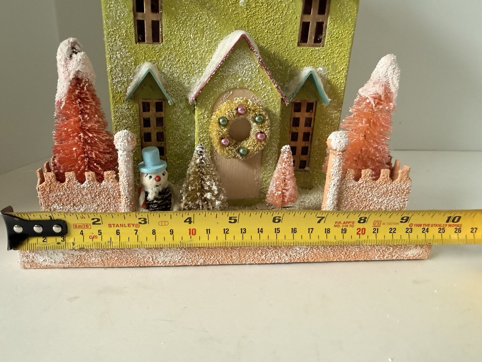 Cody Foster Glitter Light Up Putz House with Bottlebrush Trees Christmas