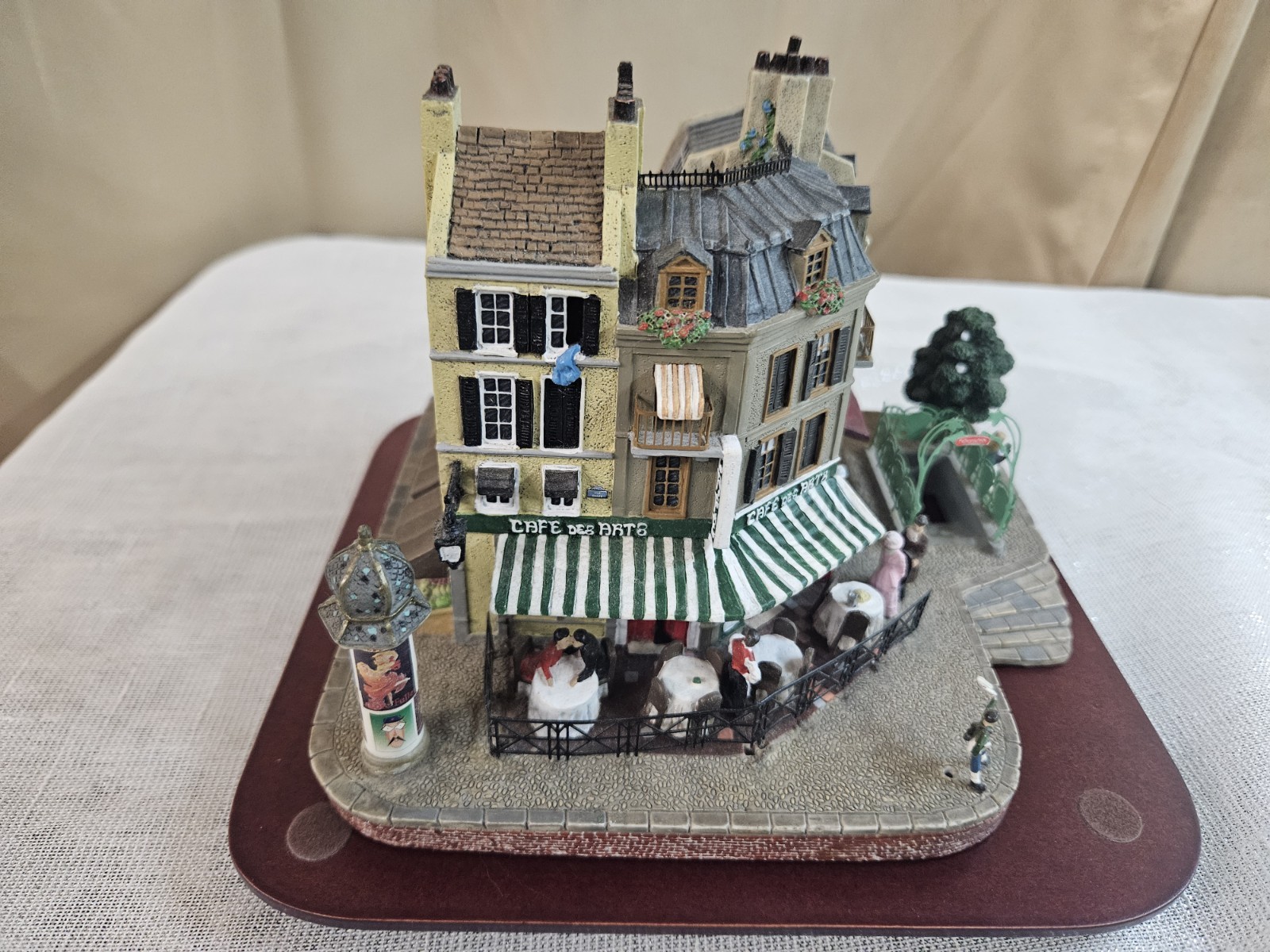 French Cafe Miniature Hand Painted Resin Collectible Village House Display