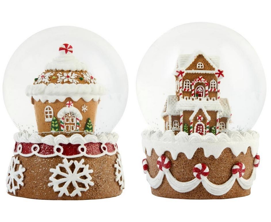 Winter Lane Snow Globes,LED Gingerbread House, Set of 2, Lighted 919020