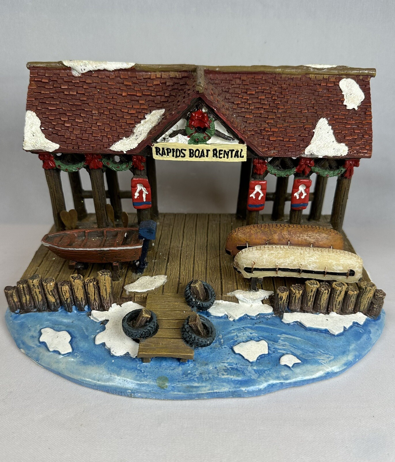 St Nicholas Square Rapids Boat Rental Christmas Village Accessory Dock 2007