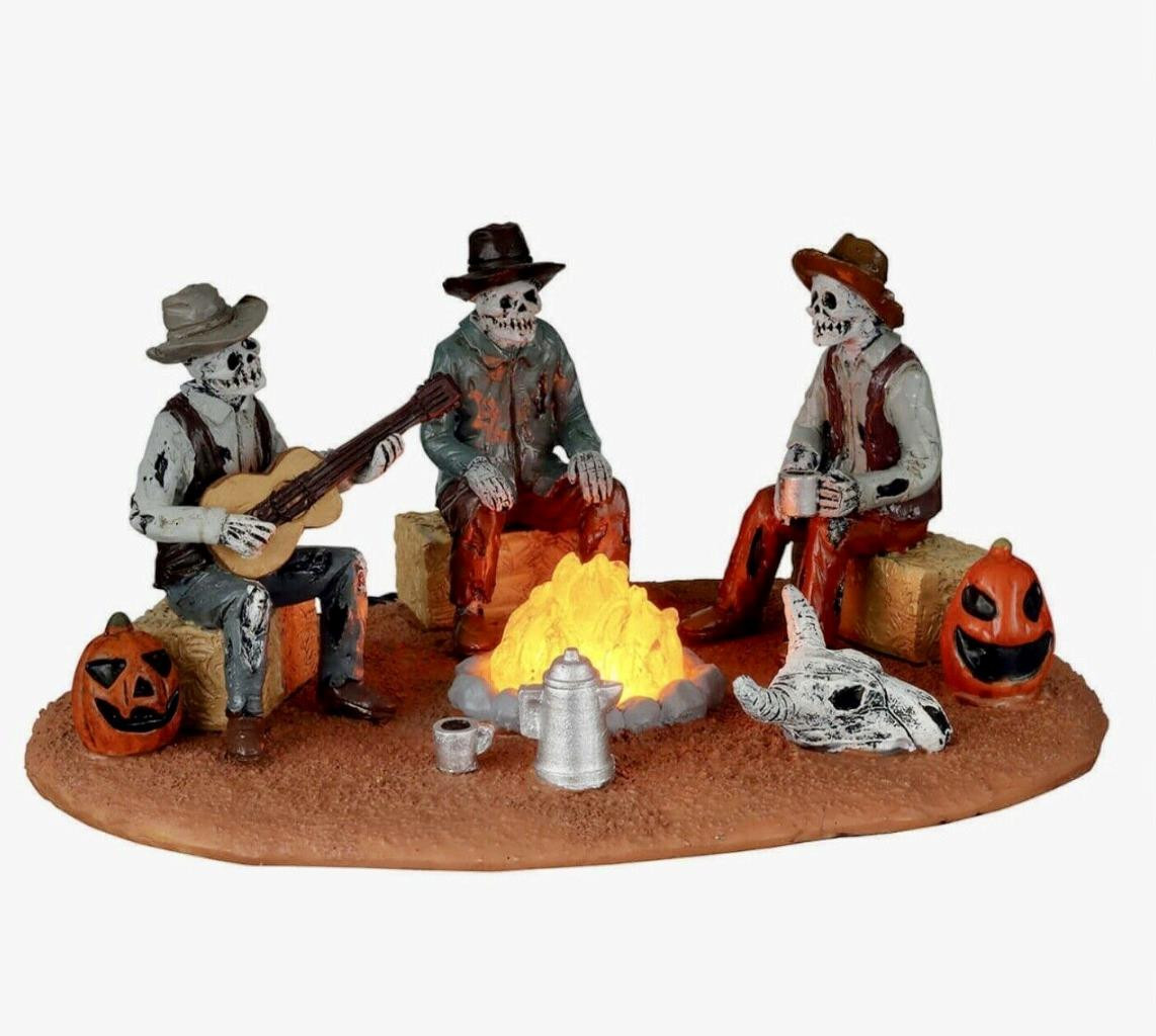 Lemax Spooky Town WARMING THEIR BONES #14827 NRFB 2021 Halloween western cowboy*