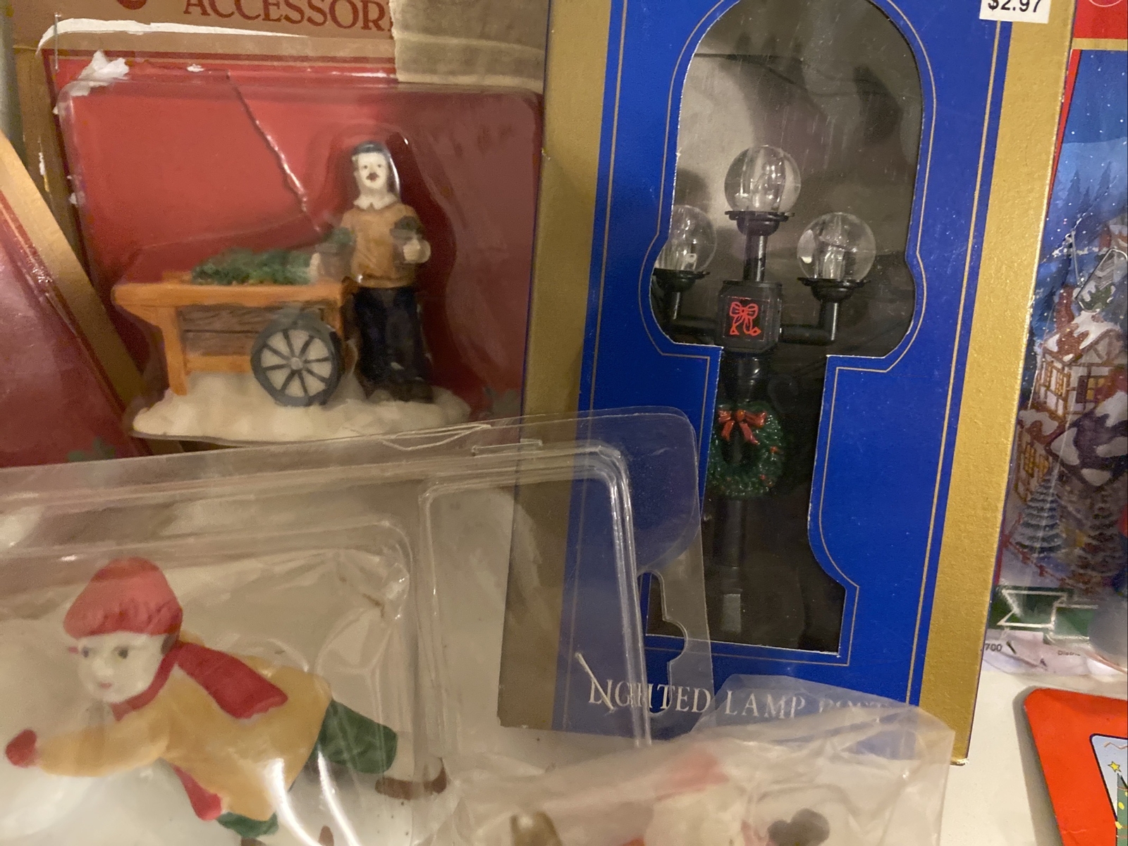 Christmas Village Accessories People Lamp Fence Ice Skate Pond Santa Snow Man