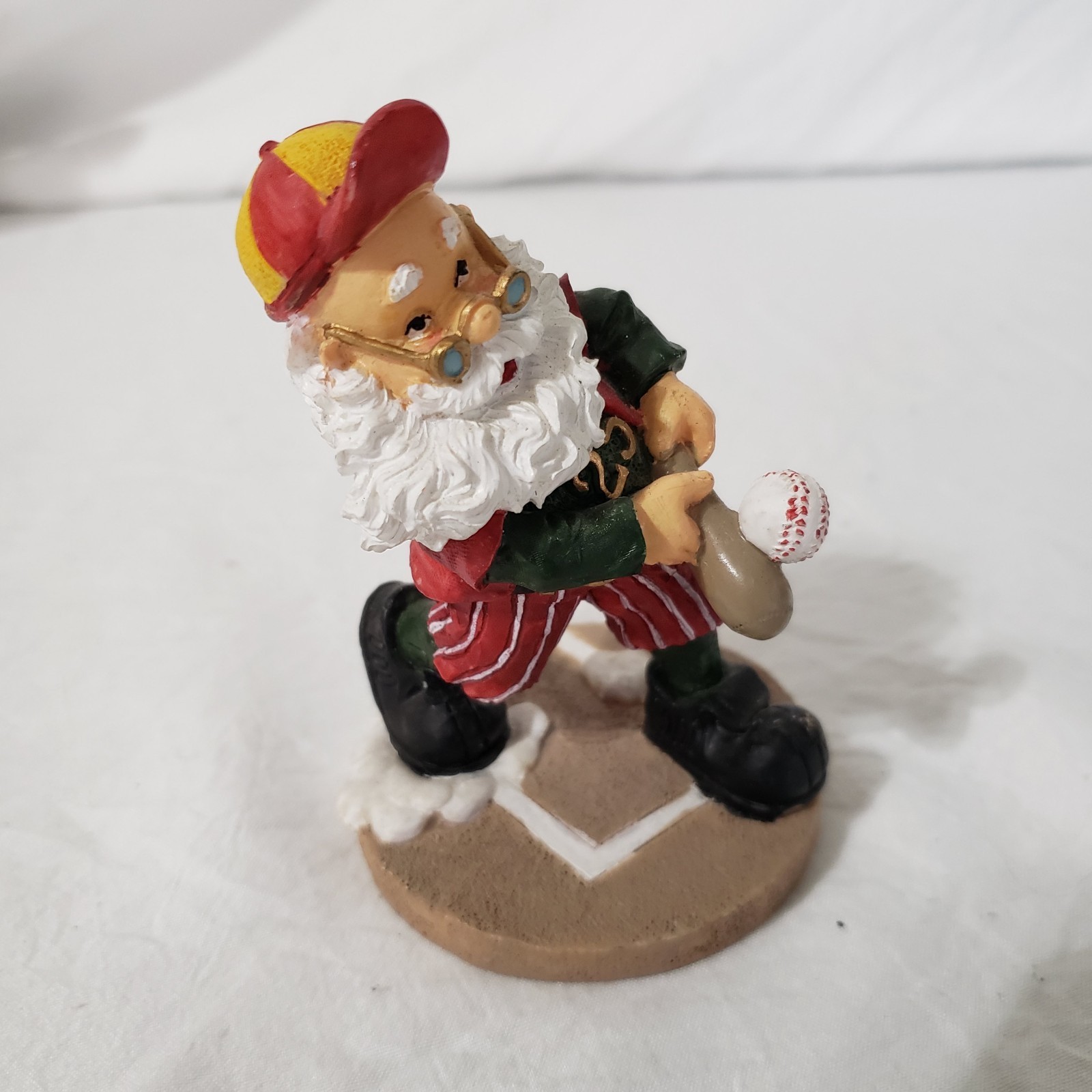 Santa’s Workbench Collection 1997 Figurine Santa Playing Baseball Bat Home Plate
