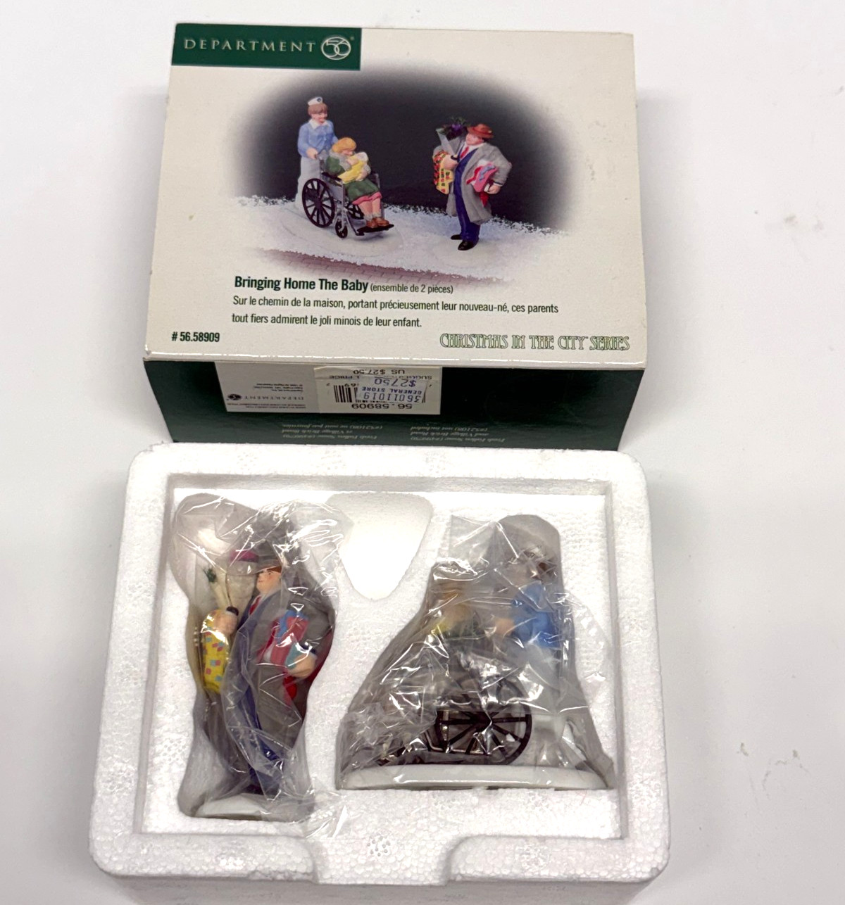 Vintage Sealed Dept 56 Christmas In The City Bringing Home The Baby 58909 NEW