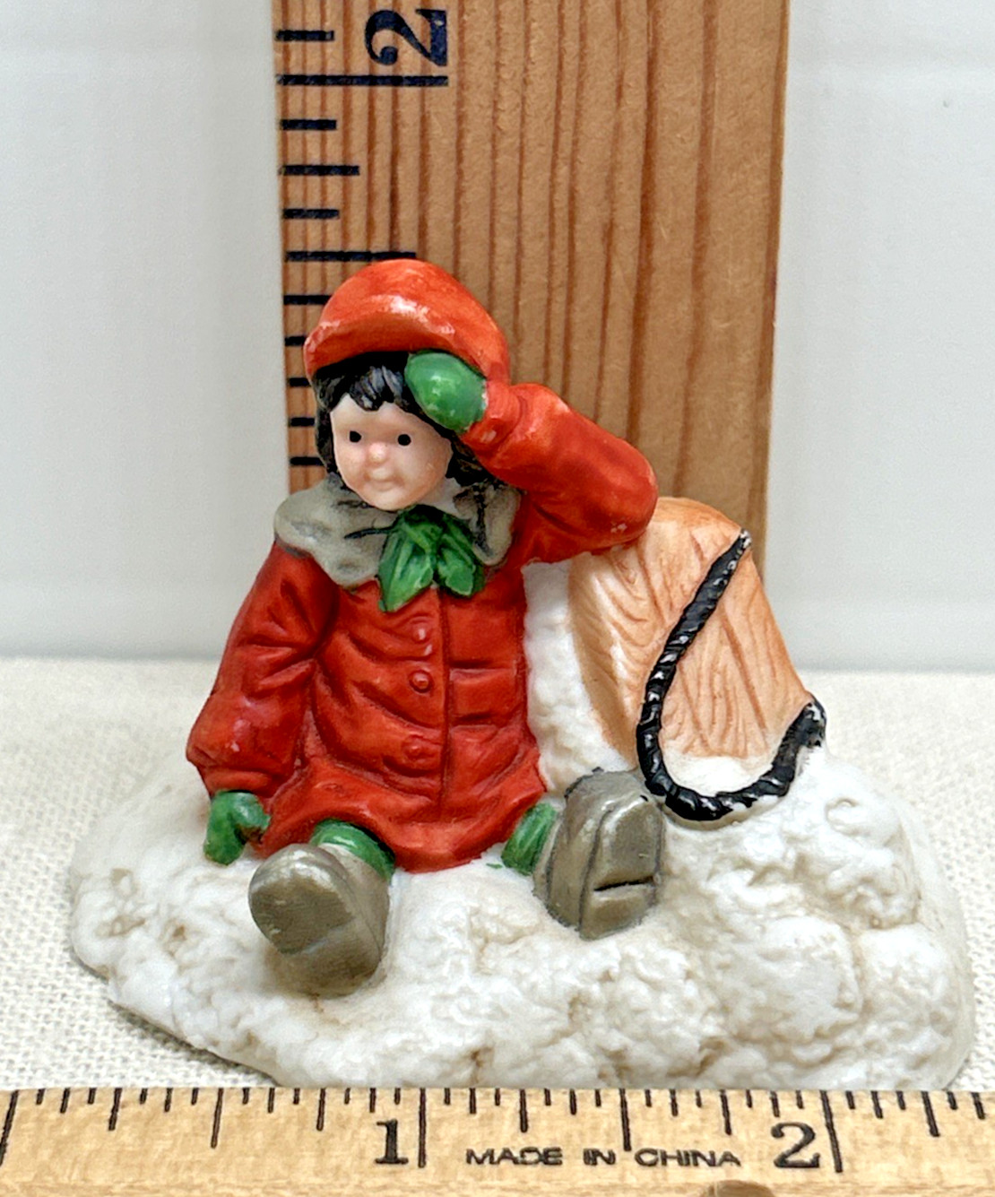 Grandeur Noel 1993 Mercuries Girl Sled Victorian Christmas Village Figure VTG