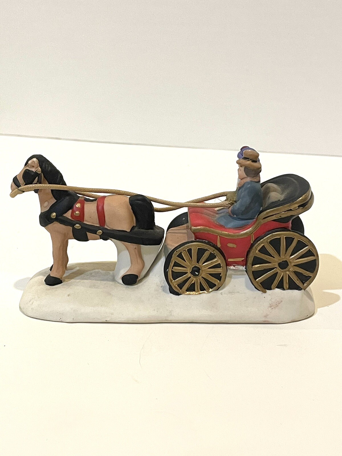 Carriage Ride Figurine, Vintage 1996, Horse Drawn, Christmas Village Decoration