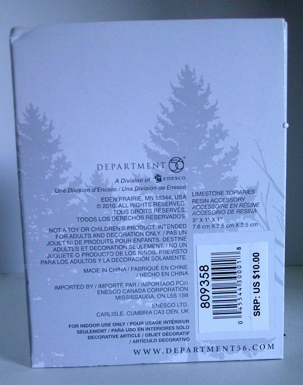 DEPT 56 “Village Accessories” – LIMESTONE TOPIARIES – Set of 2 – #809358 – NEW