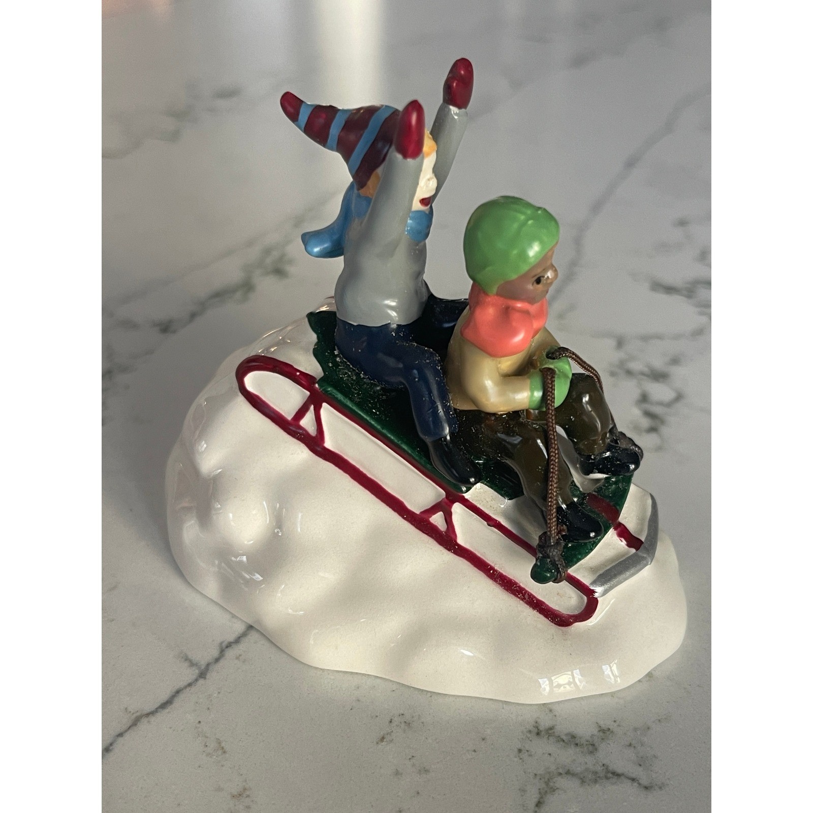 Department 56 Snow Village Snow Day Sledding Children Figurine RARE