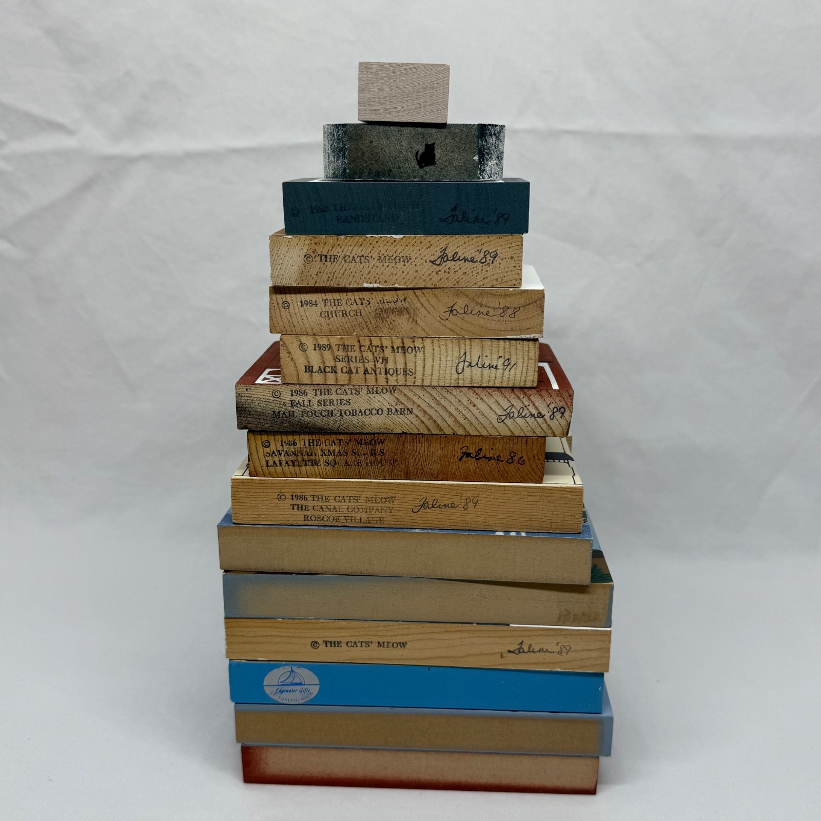 The Cat’s Meow – Lot of 15 Wooden Village Painted Landmarks & Buildings