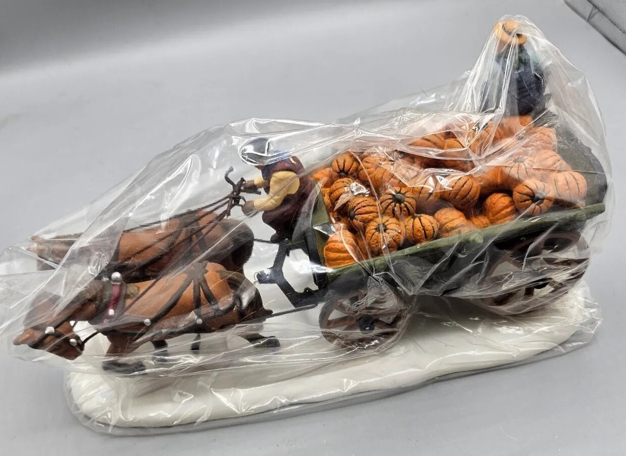DEPT 56 Retired 1995 Heritage Village Fall HARVEST PUMPKIN HORSE WAGON 56591