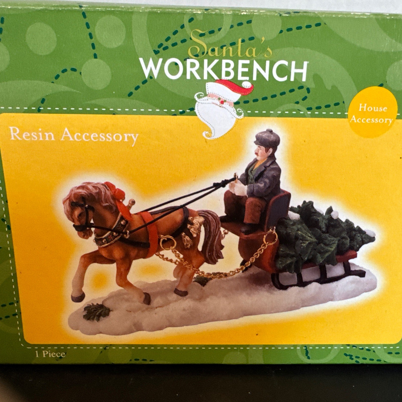 Christmas Village Accessories Santa’s Workbench Horse Drawn Carriage 2002 NEW