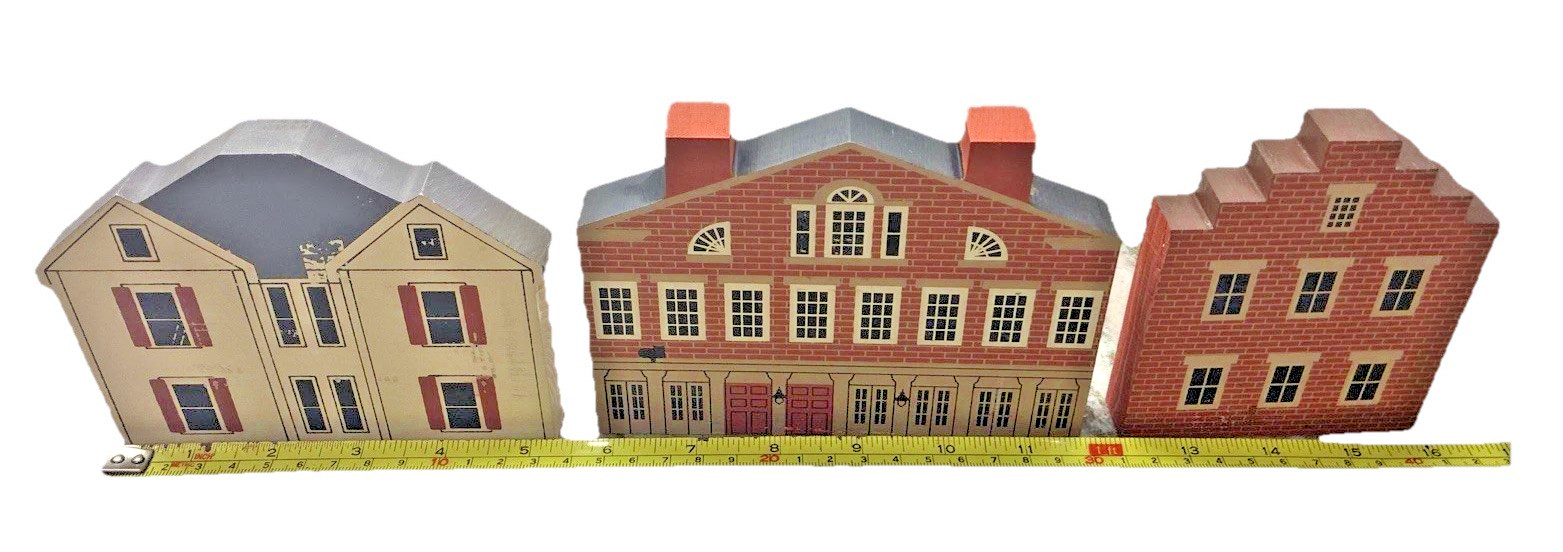 Cats Meow Village Set of 3 Roscoe Village Chicago Series 1991 Signed Faline