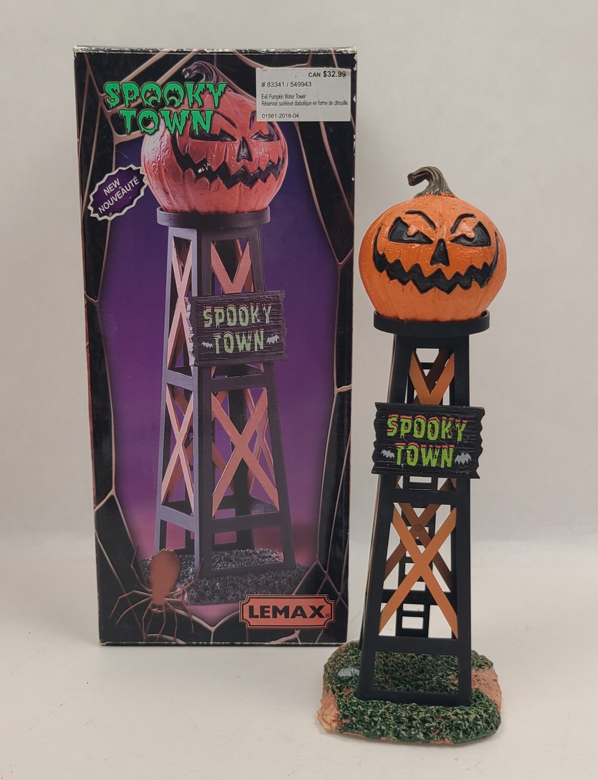Lemax Spooky Town Evil Pumpkin Water Tower 83341 Halloween Table Display 2018
