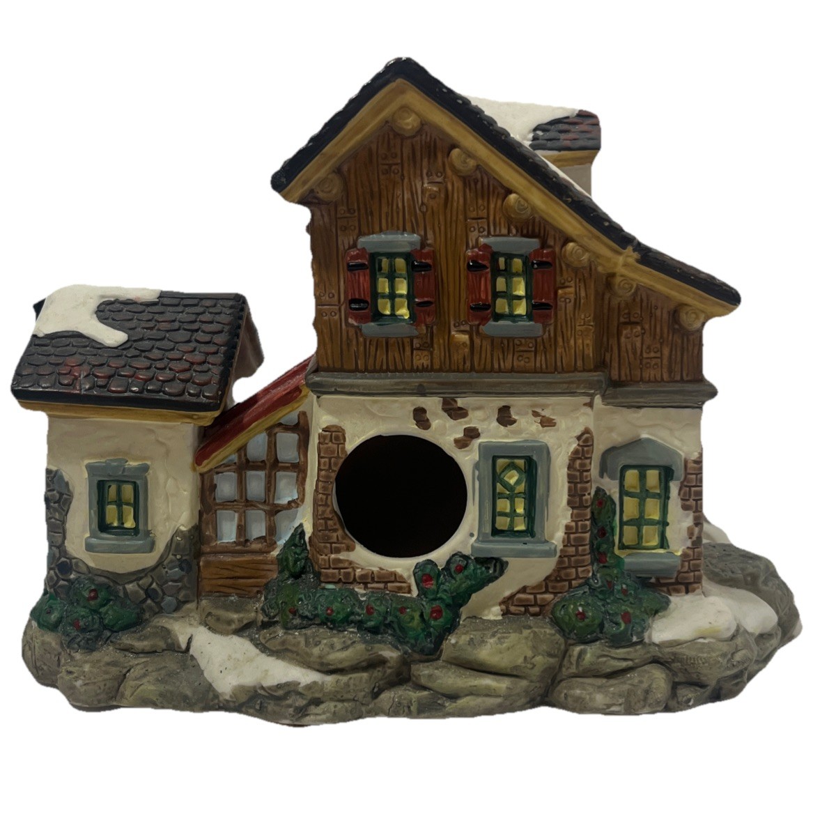 Illuminated Christmas Village Frost’s Ice House With Figurines 9×5.5×5.5 Inch