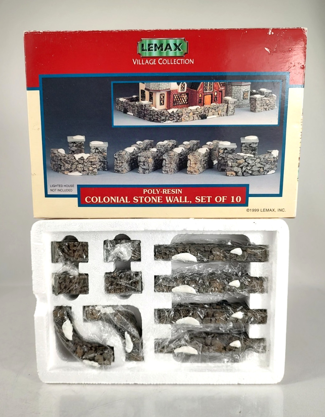 Vtg Lemax Village Collection Accessories Colonial Stone Wall Set/10 1999 Retired