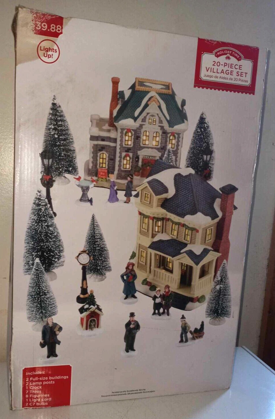 Holiday Time 20 Piece Village Set Lights Up Boxed Christmas Village & People
