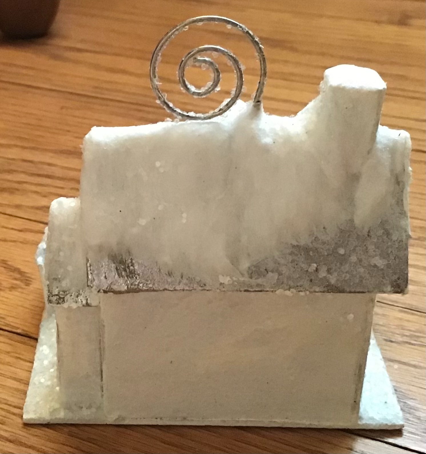 Bethany Lowe Christmas House Cottage White Ivory w Snowman Place Card Holder HTF