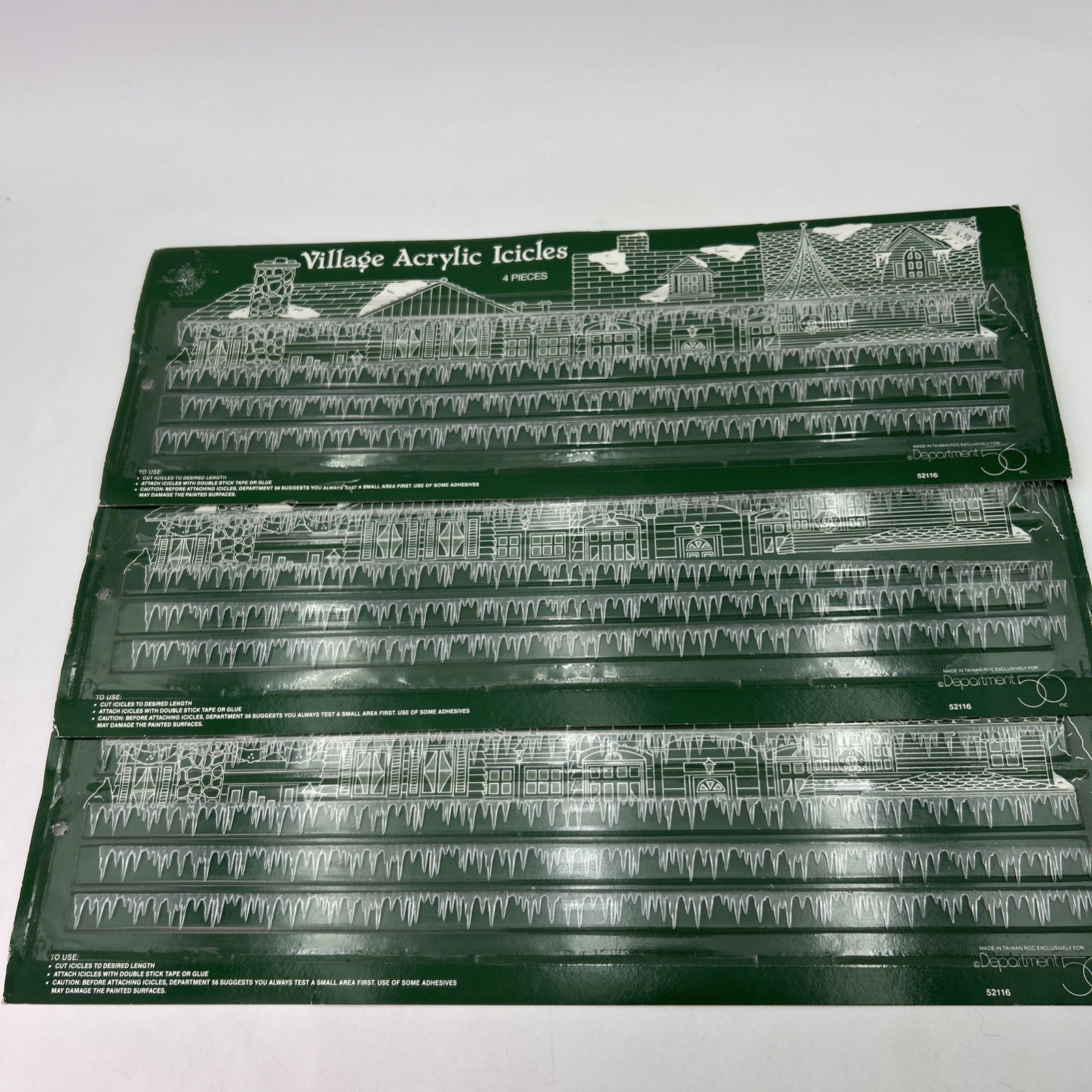 Dept 56 Village Acrylic Icicles 52116 Set of 4 Pieces 18″ NEW & SEALED Lot Of 3
