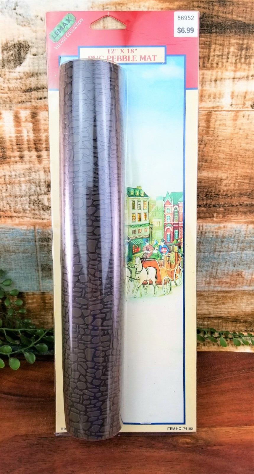 Vintage Lemax Village PVC Pebble Mat 12″ X 18″ Village Roads Train Dioramas NOS